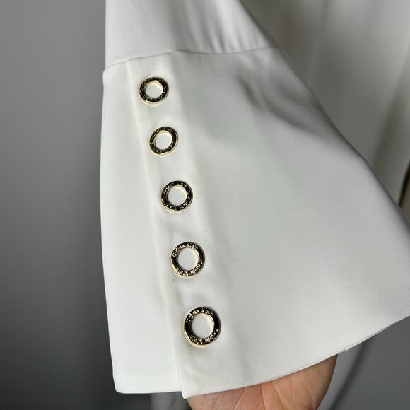 Calvin Klein White Bell Sleeve Dress Size 8 - Picture 3 of 9